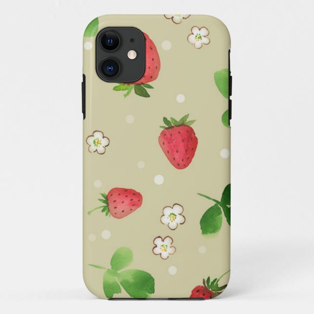 Aquarellerdbeermuster Case-Mate iPhone Hülle (Rückseite)