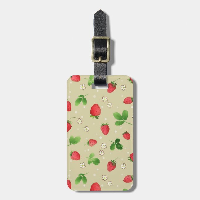 Aquarellerdbeermuster Gepäckanhänger (Vorderseite vertikal)