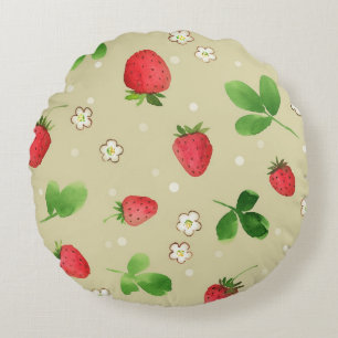 Aquarellerdbeermuster Rundes Kissen