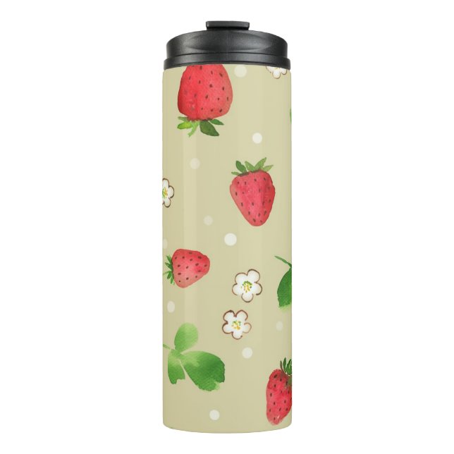 Aquarellerdbeermuster Thermosbecher (Vorderseite)