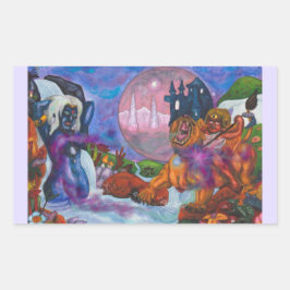 Aquarelleros, die auf der lioness Göttin Liebe Rechteckiger Aufkleber