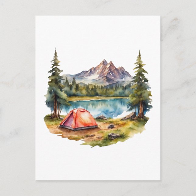 Aquarelles Camping, Wandern und Natur Lover Postkarte (Vorderseite)