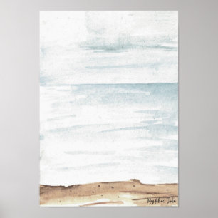 Aquarelles Meer in hellen Farben Poster