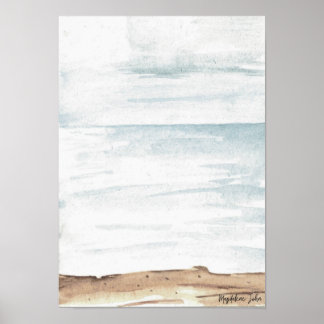 Aquarelles Meer in hellen Farben Poster
