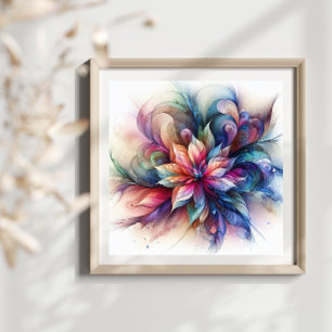 Aquarellfantasy Abstrakt Modernes Fraktal Blume Fotodruck