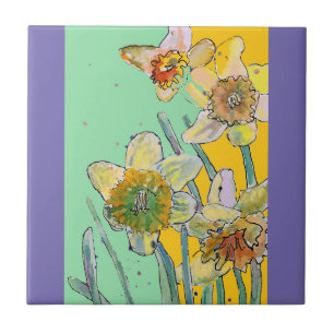 Aquarellfarbe Blume Blumenkohl Keramik Tile Fliese