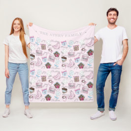 Aquarellfarbe Dusty Pink Weihnachten Fleecedecke