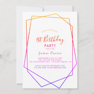 Aquarellfarbe Geometrische Party Einladung 1. Gebu