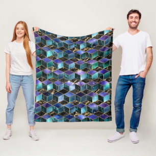 Aquarellfarbe Isometrisch mit Gold und Marmorgalax Fleecedecke