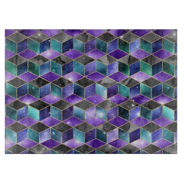 Aquarellfarbe Isometrisch mit Gold und Marmorgalax Schneidebrett (Vorderseite)