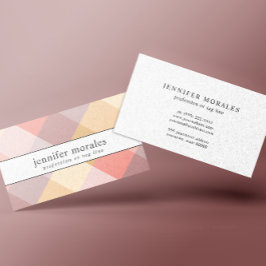 Aquarellfarbe Kariert Rosa Creme Mauve Grau gelb Visitenkarte