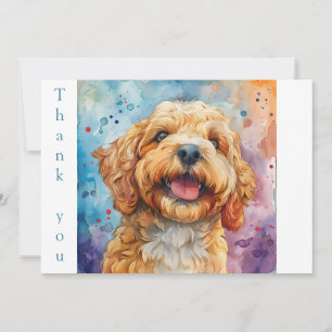 Aquarellfarbe Lächeln Goldendoodle Dankeskarte