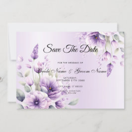 Aquarellfarbe Lila Floral Save the Date