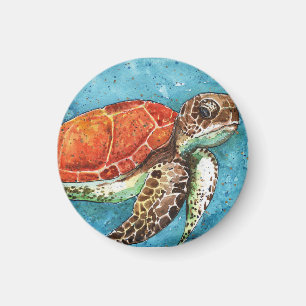Aquarellfarbe - Meeresschildkrötenmagnet Magnet