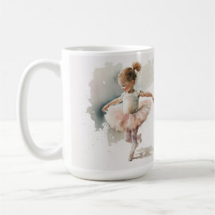 Aquarellfarbe, niedliche Ballerina in einem rosa K Kaffeetasse