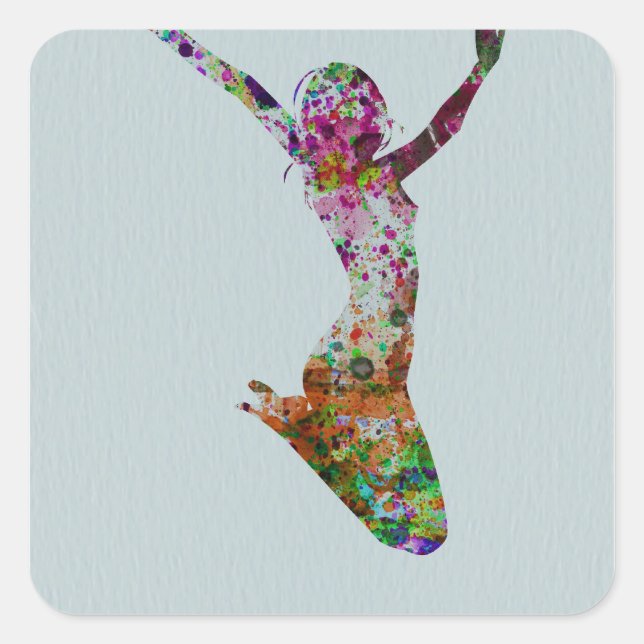 Aquarellfarbe Quadratischer Aufkleber (Vorderseite)