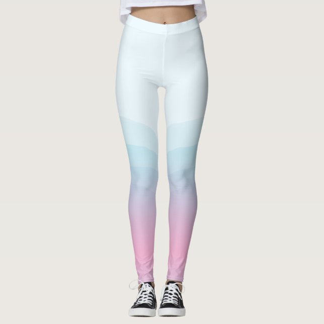 Aquarellfarbe Rosa Blau Leggings (Vorderseite)