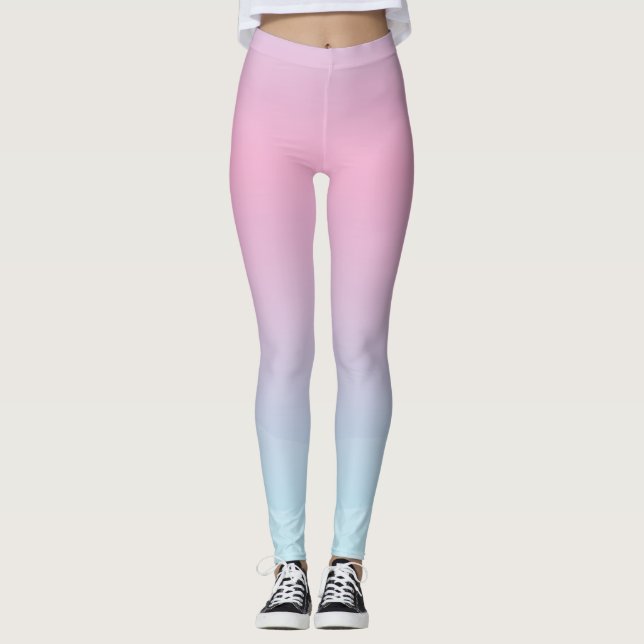 Aquarellfarbe Rosa Blau Leggings (Vorderseite)