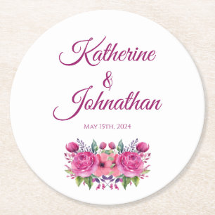 Aquarellfarbe Rosa Blume Bouquet-Paper Untersetzer