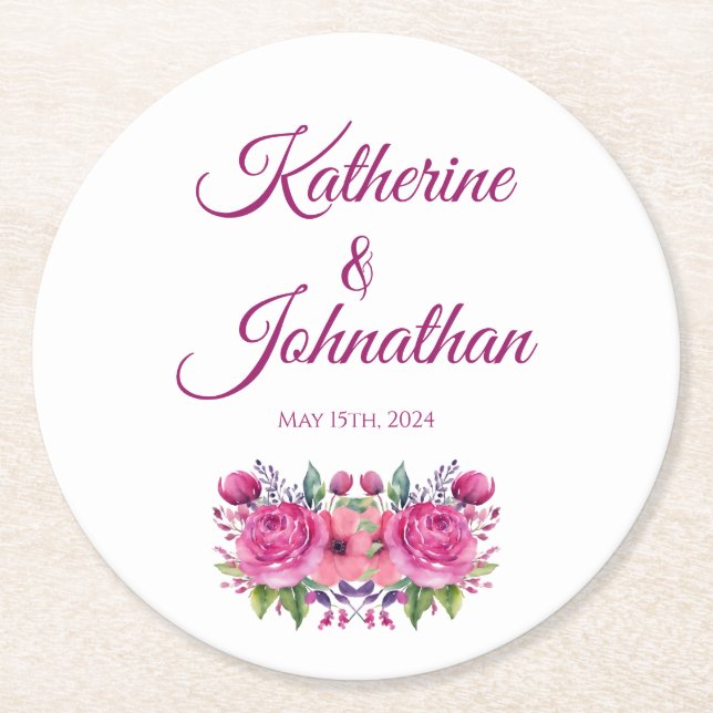 Aquarellfarbe Rosa Blume Bouquet-Paper Untersetzer (Vorderseite)