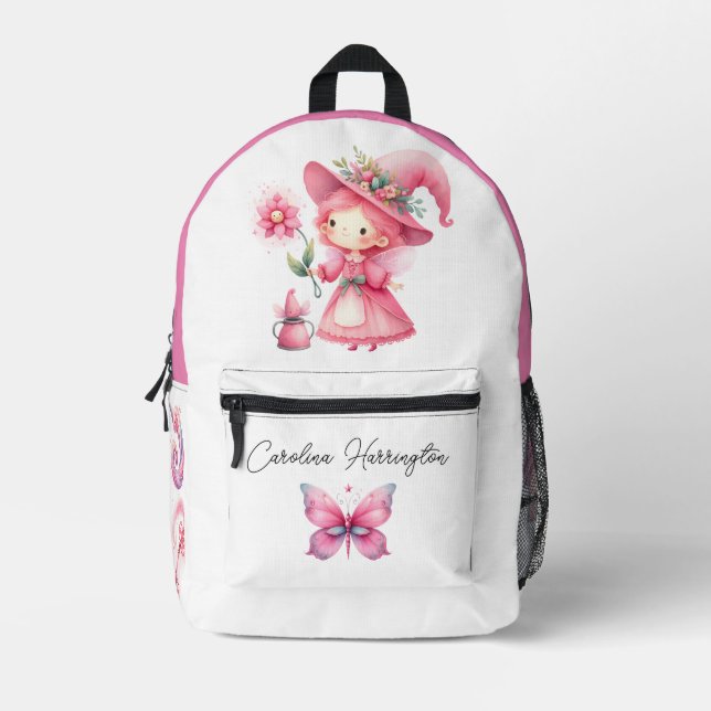 Aquarellfarbe Rosa Blume Frischgetränk Pilz Bedruckter Rucksack (Vorderseite)