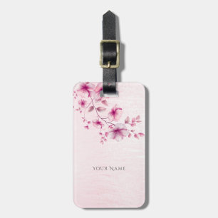 Aquarellfarbe Rosa Blume Gepäckstück Gepäckanhänger