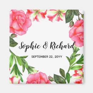 Aquarellfarbe Rosa Blume Illustration Magnet