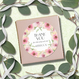 Aquarellfarbe Rosa Blume Runder Aufkleber