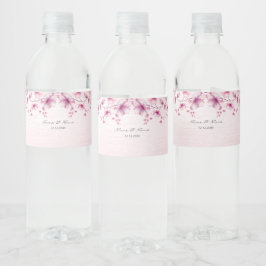 Aquarellfarbe Rosa Blume Wasser Flasche Etikett