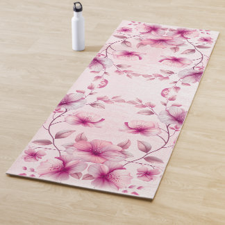 Aquarellfarbe Rosa Blume Yoga Mat Yogamatte
