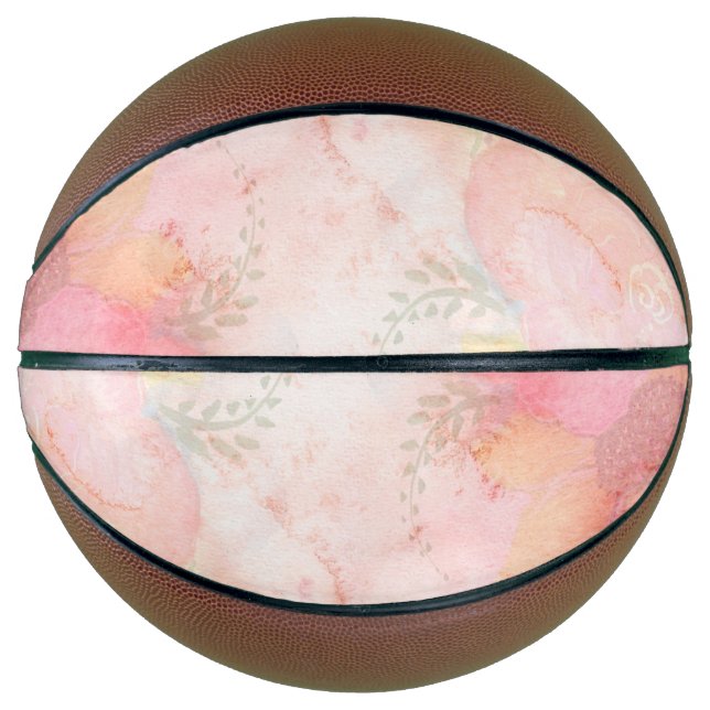 Aquarellfarbe Rosa Blumenuntergrund Basketball (Vorderseite)