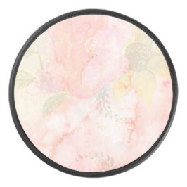 Aquarellfarbe Rosa Blumenuntergrund Eishockey Puck