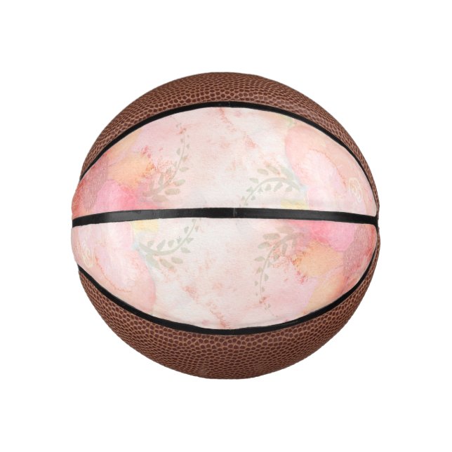 Aquarellfarbe Rosa Blumenuntergrund Mini Basketball (Vorderseite)