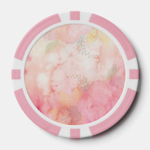 Aquarellfarbe Rosa Blumenuntergrund Pokerchips