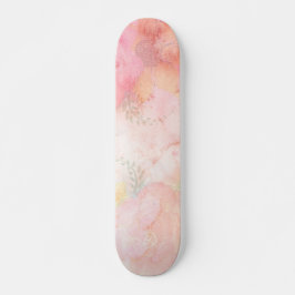 Aquarellfarbe Rosa Blumenuntergrund Skateboard