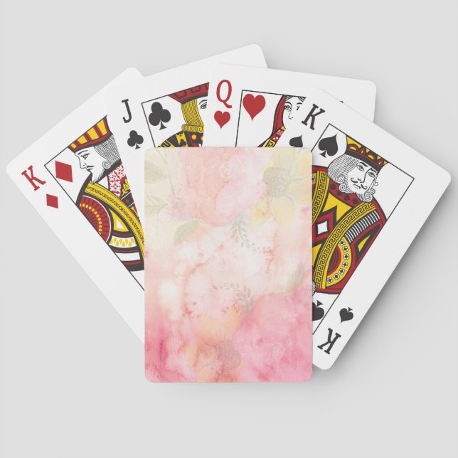Aquarellfarbe Rosa Blumenuntergrund Spielkarten (Rückseite)