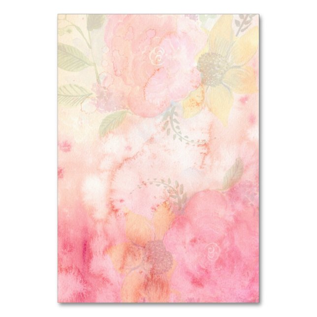 Aquarellfarbe Rosa Blumenuntergrund Tischnummer (Vorderseite)