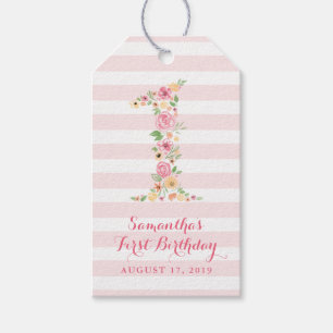 Aquarellfarbe Rosa Blüte Erstgeburt Geschenkanhänger