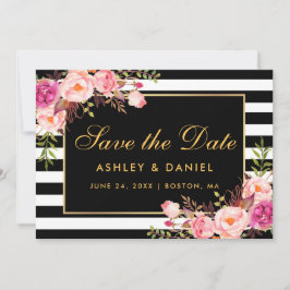 Aquarellfarbe Rosa Blütenblau Streifen Save The Date