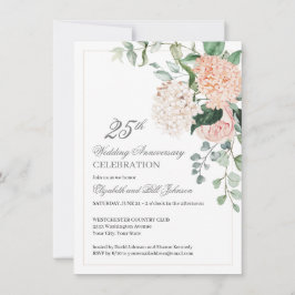 Aquarellfarbe Rosa Blütenblume 25. Hochzeitstag Einladung