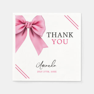 Aquarellfarbe Rosa Bow Chic Sweet 16 Geburtstag Serviette