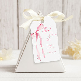 Aquarellfarbe Rosa Bow Geburtstag Geschenkanhänger