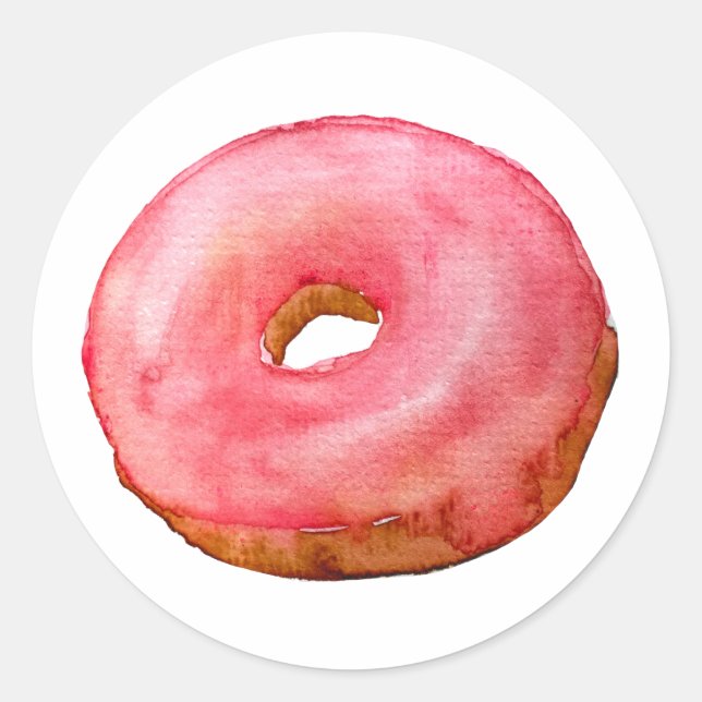 Aquarellfarbe Rosa Donut Sticker Food Illustration (Vorderseite)