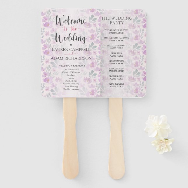 Aquarellfarbe Rosa Fächer (Vorne und Hinten)