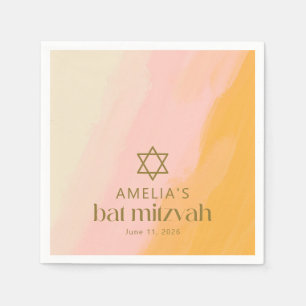 Aquarellfarbe Rosa Gelber Star Custom Bat Mitzvah Serviette