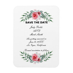 Aquarellfarbe Rosa Grüne Foliage Rett TheDate Magnet