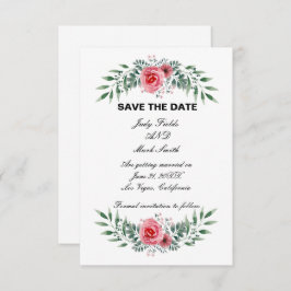Aquarellfarbe Rosa Grüne Foliage Save The Date