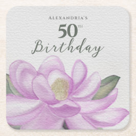 Aquarellfarbe Rosa Magnolia 50. Geburtstag Rechteckiger Pappuntersetzer