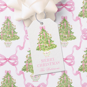 Aquarellfarbe Rosa Nutcracker Weihnachten Baum Geschenkanhänger