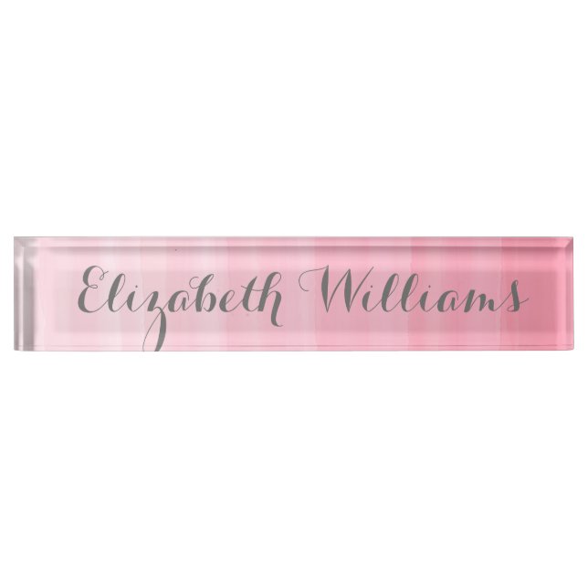 Aquarellfarbe Rosa Ombre Feminine Monogram Name Namensplakette (Vorderseite)